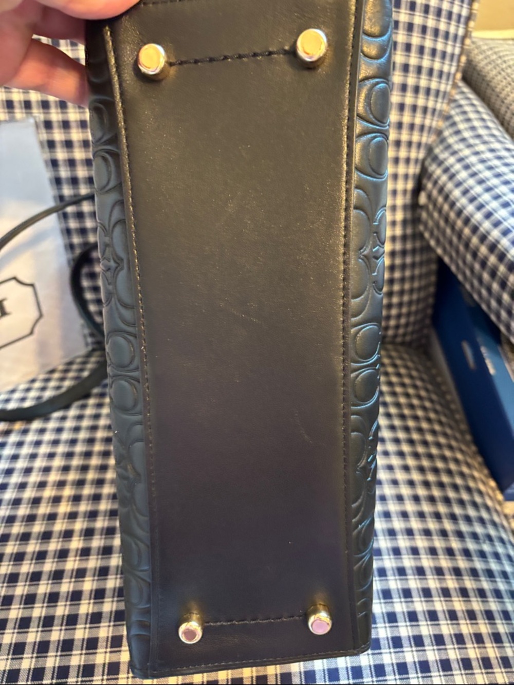 Coach Charlie carry  all Black Embossed leather with branded  Dust Bag - Picture 7 of 12
